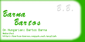 barna bartos business card